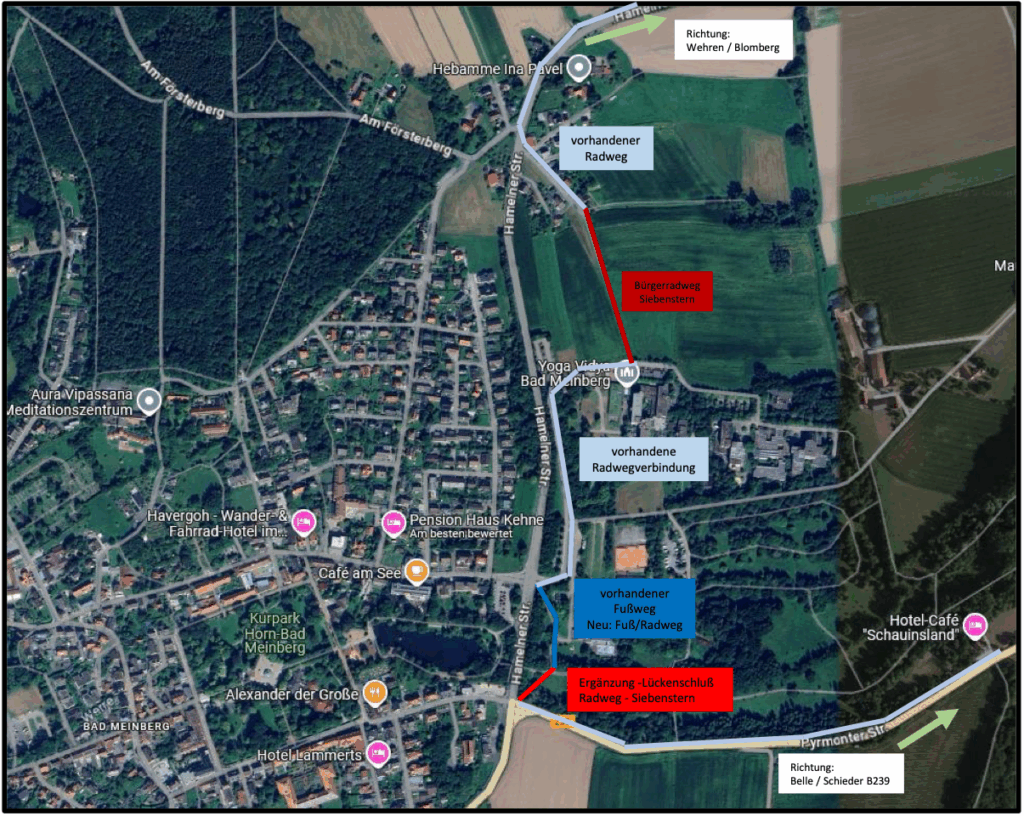 Radverkehr entlang der alten B1 Hamelner Straße